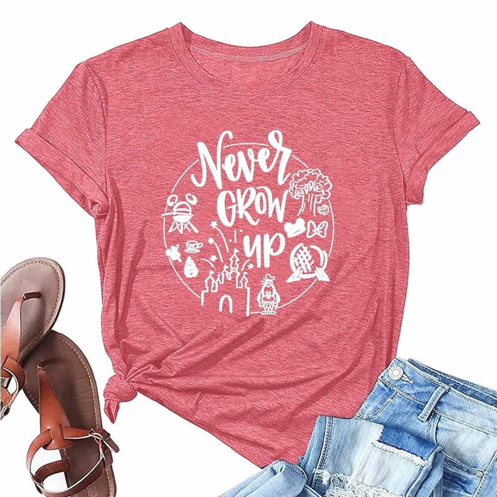 NWOT Disney never grow up t shirt - red